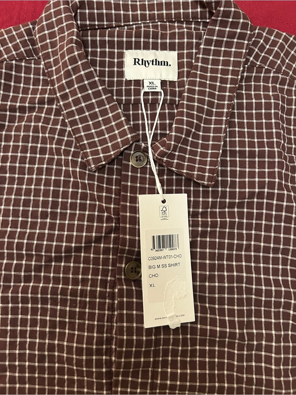 Rhythm. Brown Check Button-Up Shirt